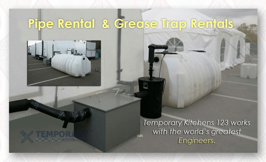 pipe and grease trap use for temporary kitchens facility